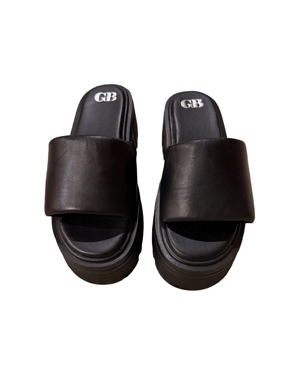 Gianni Bini Black Platform Slide Sandals